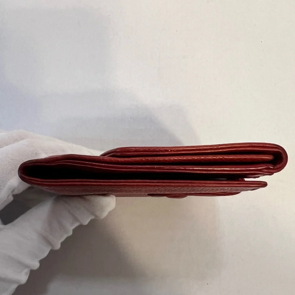 Authentic CHANEL Red Caviar Leather‎ Compact Wallet